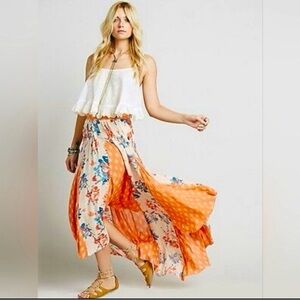 Free People Show Off Your Skirt Gauze boho high low midi maxi